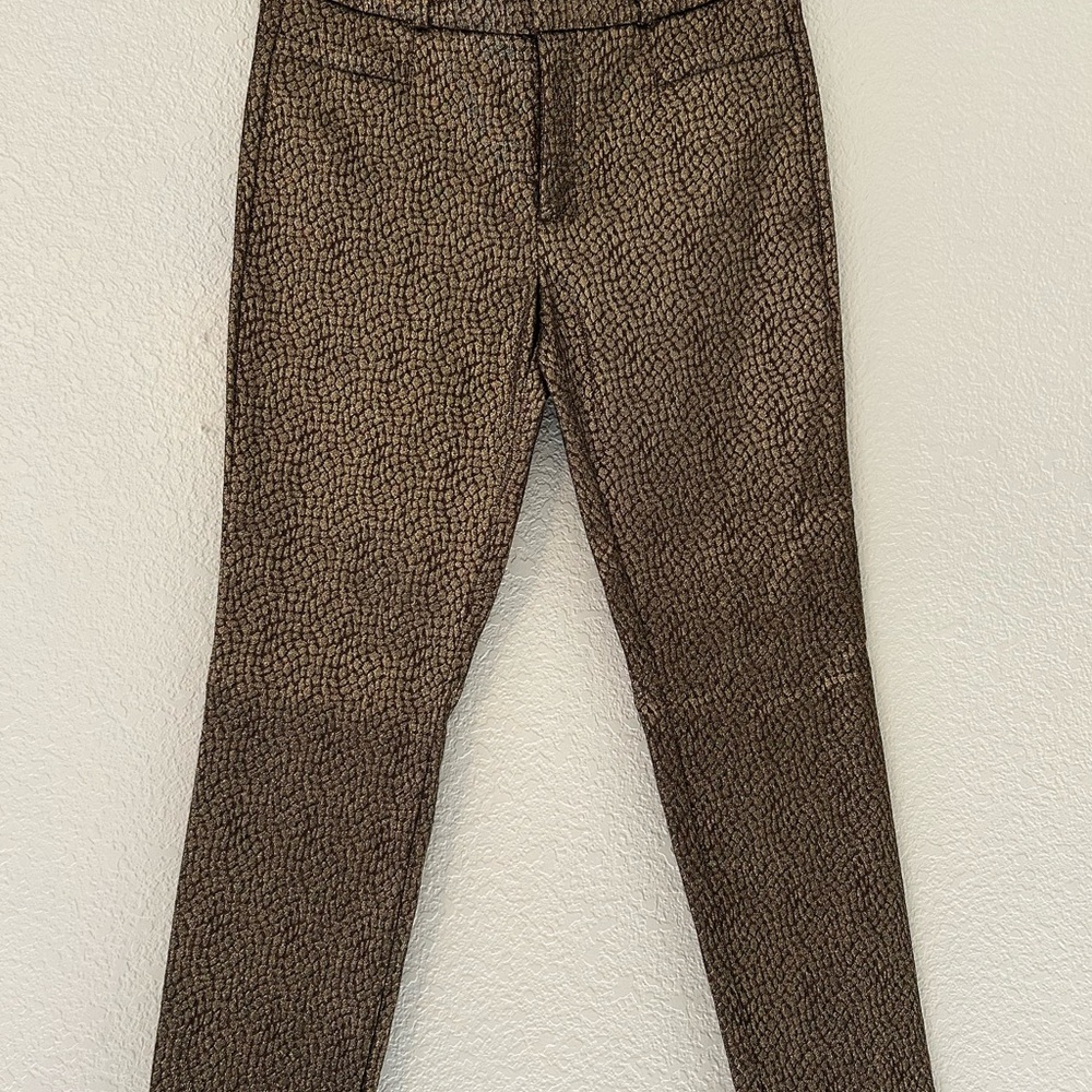 Banana Republic Shiny Gold Cheetah Print Sloan Pants